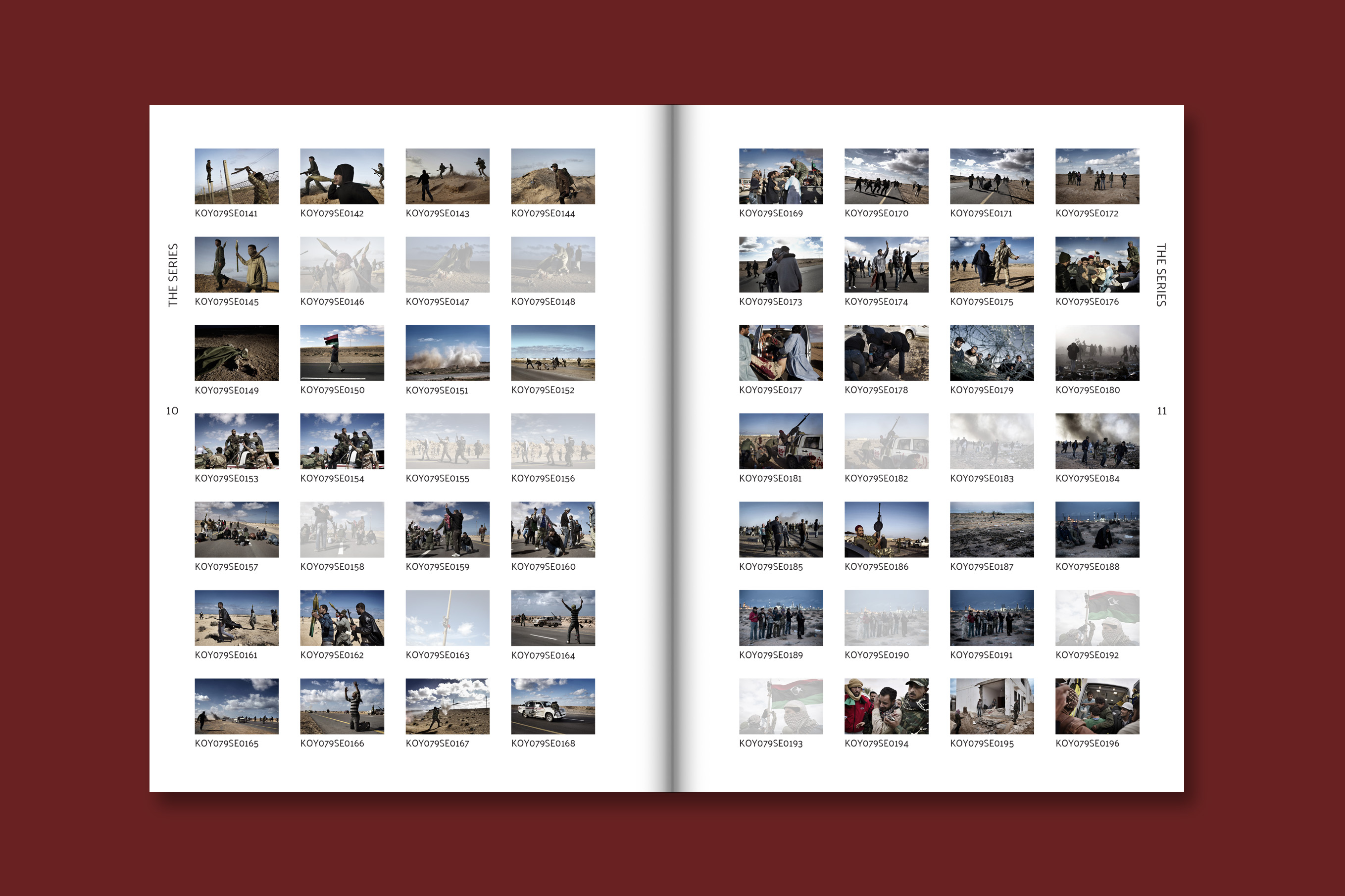 Book spread showing the first section which includes all of the photos from the series.